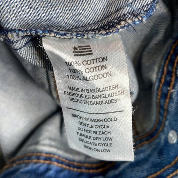 Hollywood Mens Sherpa Collar Jean Jacket Blue Mid Denim Wash trucker chore S - Picture 6 of 8